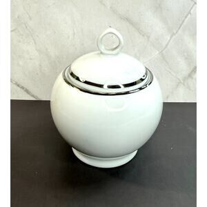 Royal Dalton Simply Platinum Sugar Bowl With Handled Circular Ring Lid